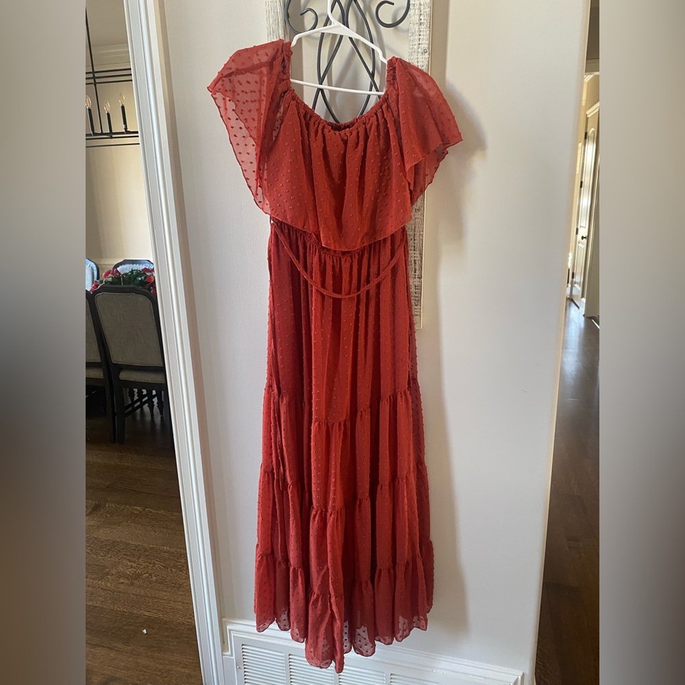 Orange Ruffled Dress - Picture 2 of 6